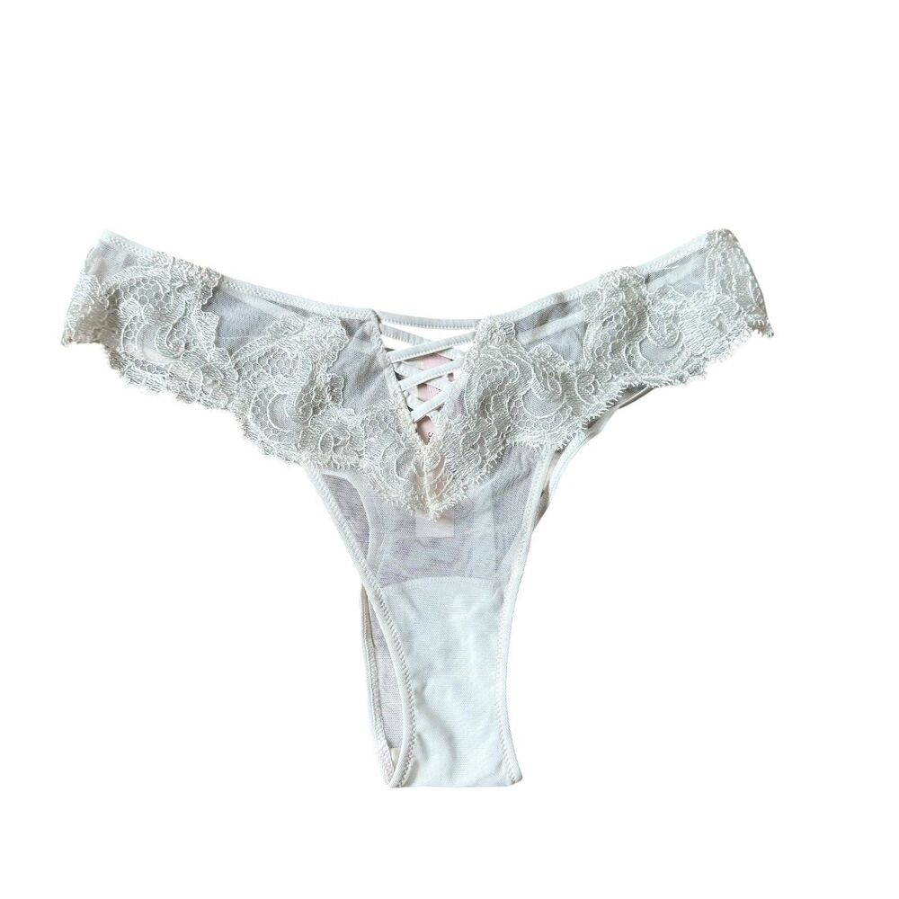 NWT Victoria's Secret Sexy White Bridal Panties Size M Lace Up